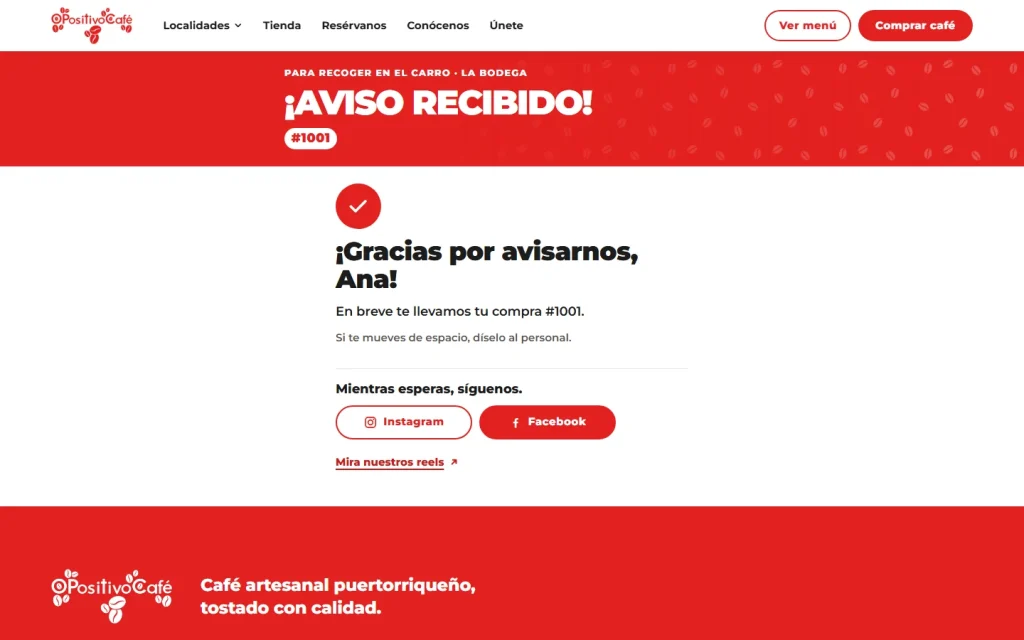 O Positivo Café · web llegue