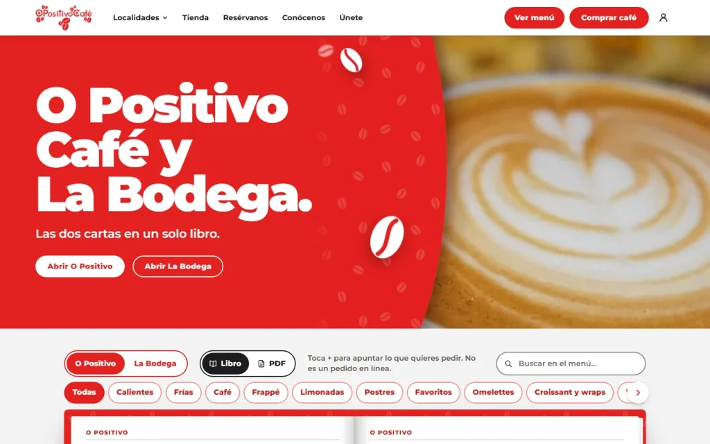 O Positivo Café · web menu